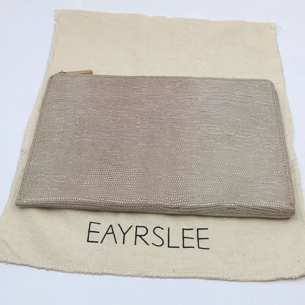 Eayrslee Leather Metallic Clutch Pouch with Dust Bag
